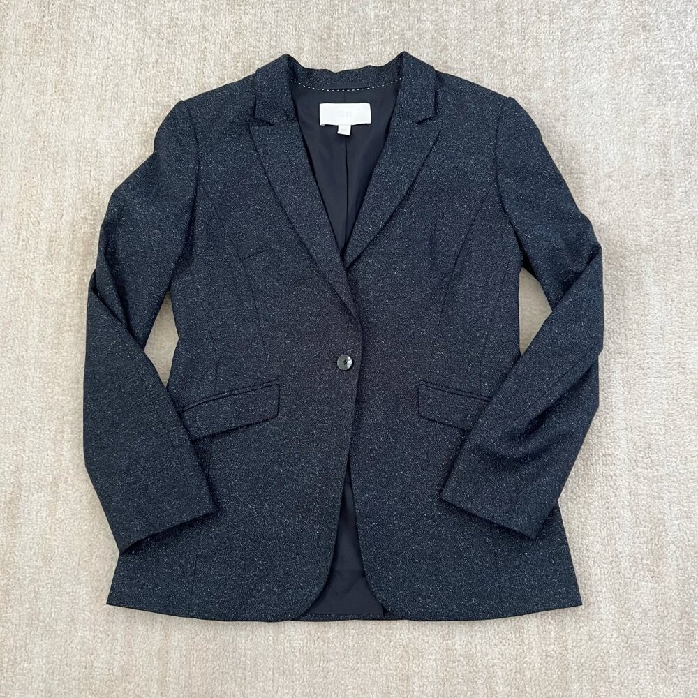 BOSS Hugo Boss Blue Silk Virgin Wool Suit Career Blazer Jacket 8